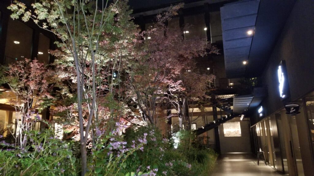 エースホテル京都のライトアップ